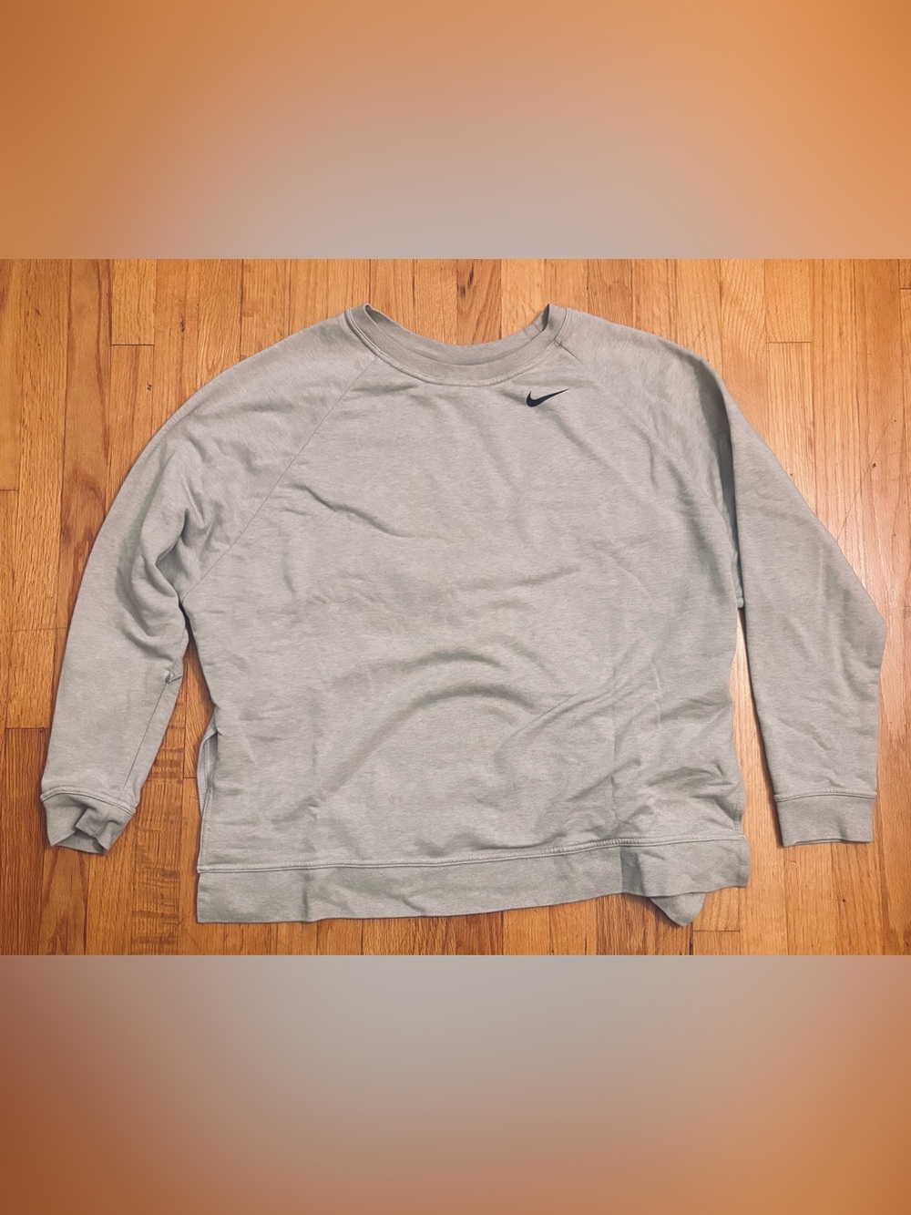 NIKE DRI-FIT Split Hem Long Sleeve Crewneck Sweatshirt Gray XL Womens